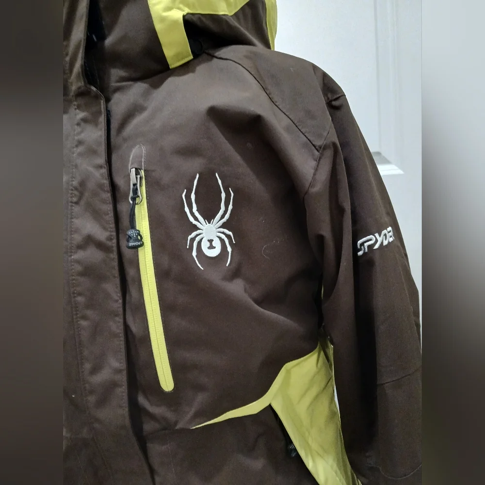 Spyder Brown &‎ Lime Green Ski Winter Snow Coat - Picture 3 of 16